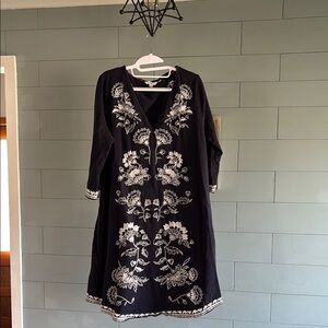 Boden Blue V-Neck 3/4 Sleeve Dress